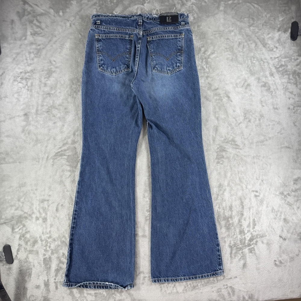 VTG Levi's L2 Jeans Womens 7 Blue Med Wash High Rise Bootcut‎ Frayed Waist